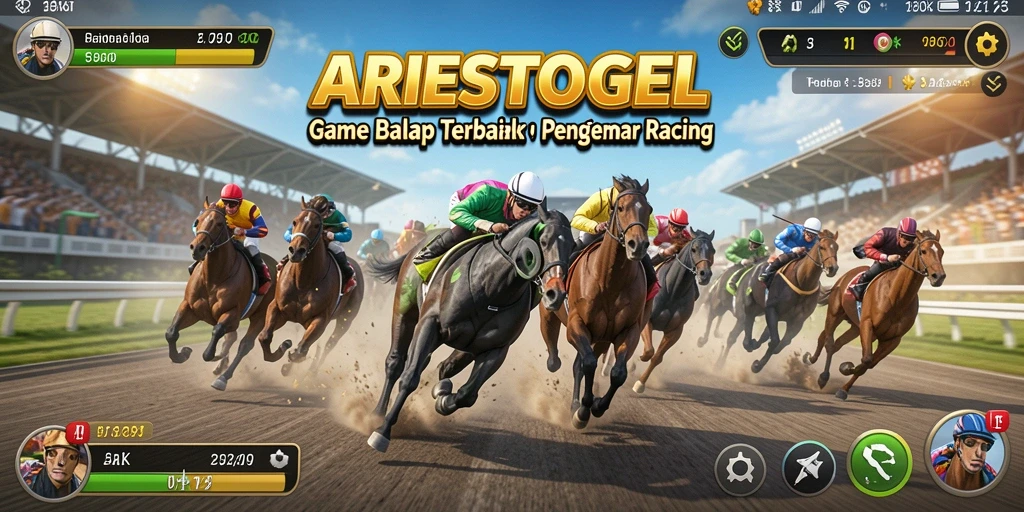 Screenshot gameplay ARIESTOGEL menampilkan aksi balap yang seru dan mendebarkan.
