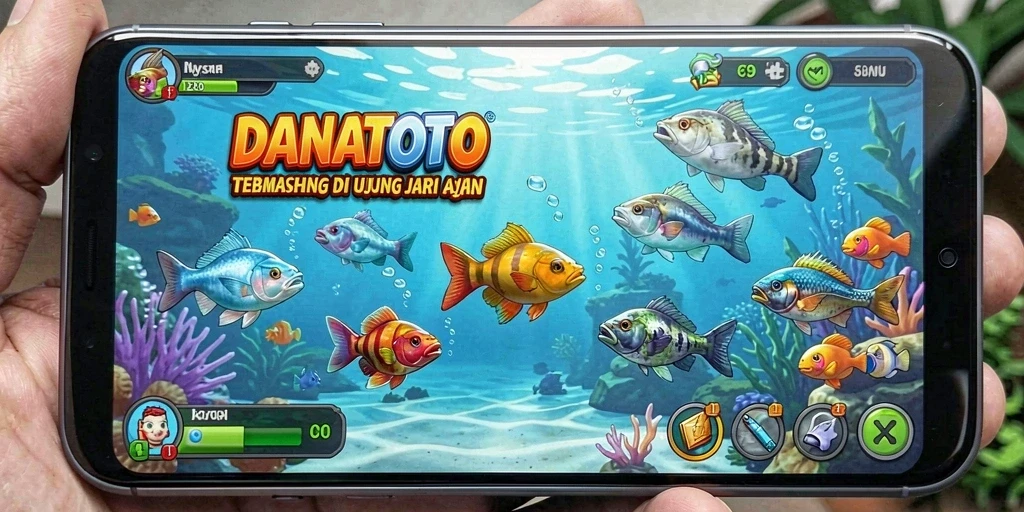 Tampilan gameplay memancing yang memukau di DANATOTO.