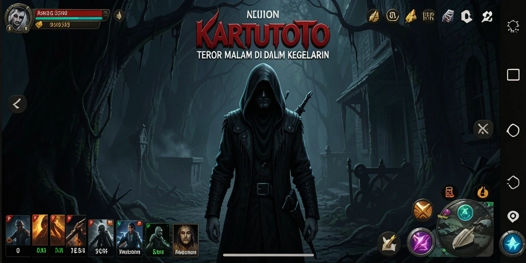 Gameplay KARTUTOTO dengan suasana mencekam dan makhluk mengerikan.