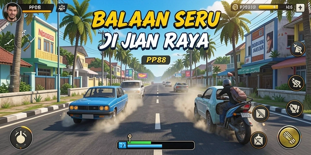 Tampilan gameplay seru dalam balapan mobil PP88.