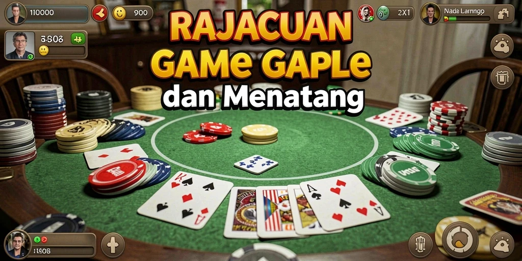 Tampilan gameplay seru di RAJACUAN dengan permainan Gaple yang menantang.