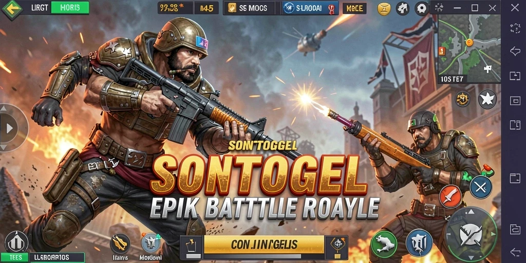 Tangkapan layar gameplay SONTOGEL menampilkan aksi seru di medan perang Battle Royale.