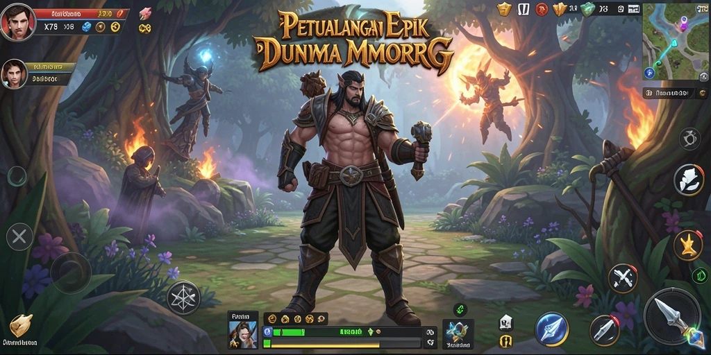 Screenshot gameplay MMORPG X78 yang menampilkan pertempuran epik.